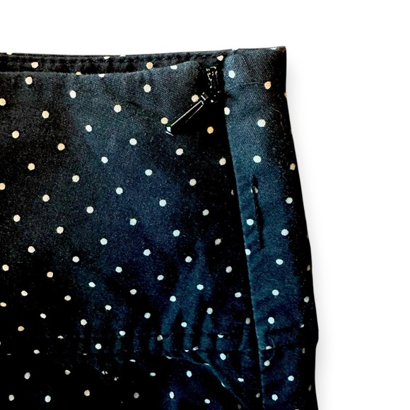 Vintage Liz Claiborne Pleated Midi Skirt Polka Dot Shoppers 100% Cotton Black 4P - Picture 7 of 7